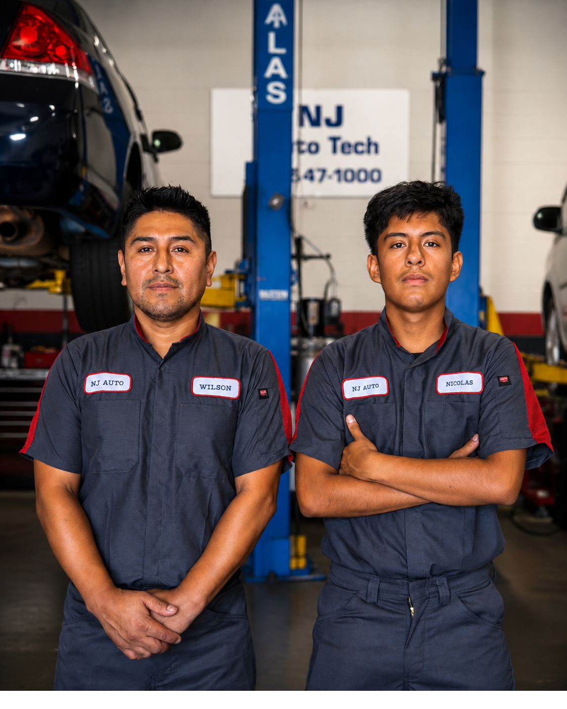 Wilson Sacasari, owner of NJ Auto Tech Automotive Specialist, beside a customer vehicle in the Wappingers Falls shop
